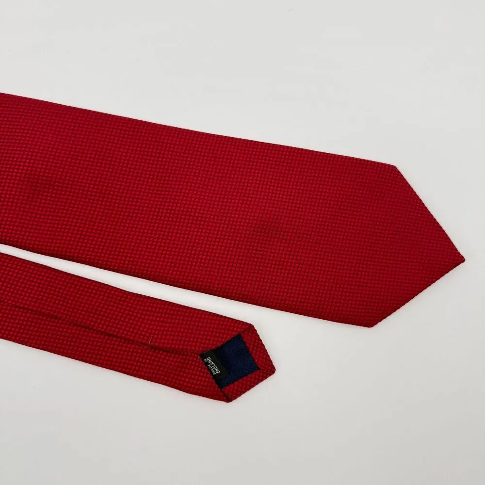 Thomas Pink London Men's Silk Tie - Crimson Red Micro-Weave Textured